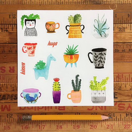 Plants and Teacups stickers
