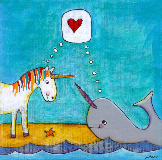 unicorn + narwhal = love - Print