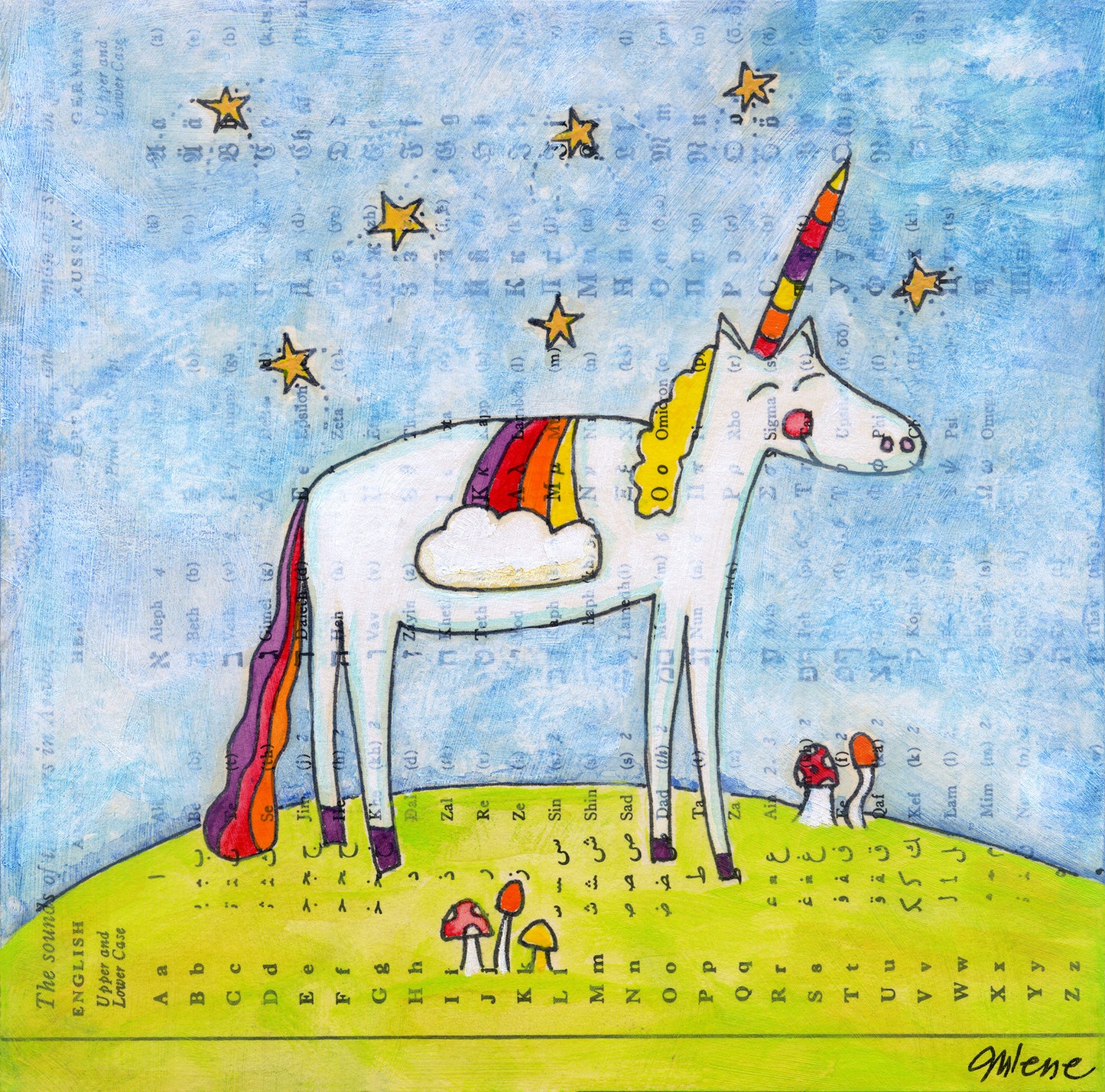 rainbow unicorn - print